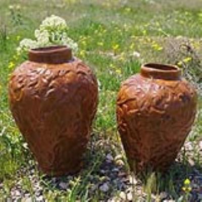 گلدان‌های سرامیک  برجسته  گل مرغ ومینا  